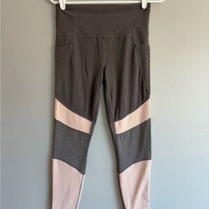 Athleta Gray and Pink Colorblock Leggings